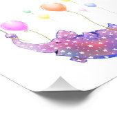 Elephant Flying with Balloons Funny Foto Print (Ecke)