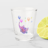 Elephant Flying with Balloons Funny Shot Glass Schnapsglas (Vorderseite)