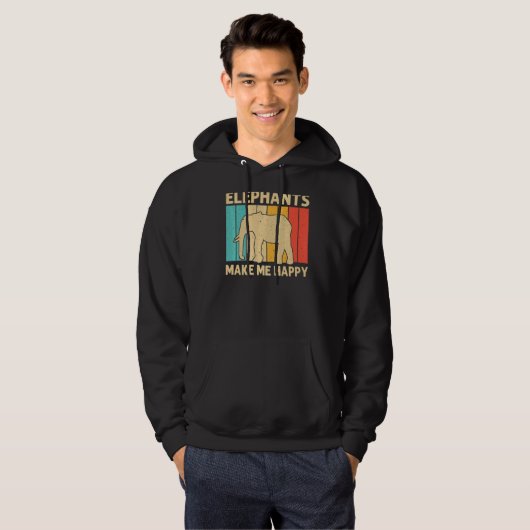 Elephant For Men Women Indian Elephant Mammoth Vin Hoodie (Vorne ganz)