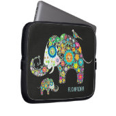 Elephant Form farbenfrohe Retro-Blume Laptopschutzhülle (Vorne Rechts)