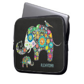 Elephant Form farbenfrohe Retro-Blume Laptopschutzhülle (Vorderseite Links)