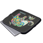 Elephant Form farbenfrohe Retro-Blume Laptopschutzhülle (Vorne Knopf)