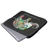 Elephant Form farbenfrohe Retro-Blume Laptopschutzhülle (Vorne Knopf)