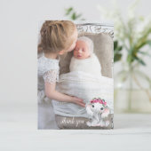 Elephant Foto Balloon Babydusche Danke Karte (Stehend Vorderseite)