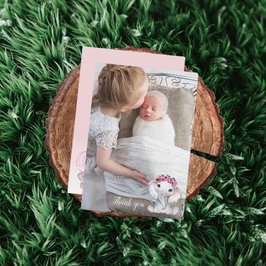 Elephant Foto Balloon Babydusche Danke Karte