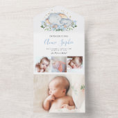 Elephant Foto Birth Announcement Card All In One Einladung (Innen Boden)