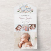 Elephant Foto Birth Announcement Card All In One Einladung (Innen Boden)
