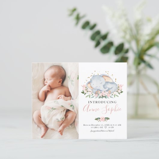 Elephant Foto Budget Geburtshilfekarten (Stehend Vorderseite)