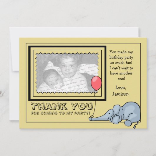 Elephant Foto Vielen Dank Dankeskarte (Vorderseite)