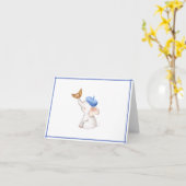 Elephant French Blue Boy Baby Shower Card Karte (Gelbe Blume)