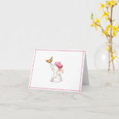 Elephant French Pink Girl Baby Shower Karte (Gelbe Blume)