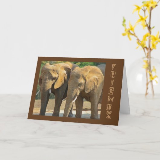 Elephant Friends Forever Karte (Gelbe Blume)