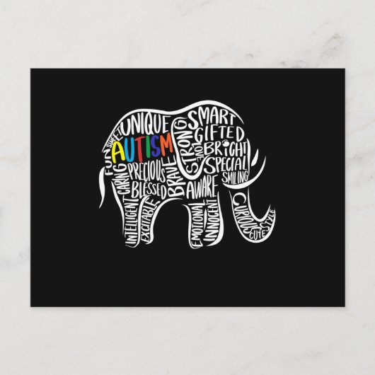 Elephant für Autismus Postkarte (Vorderseite)