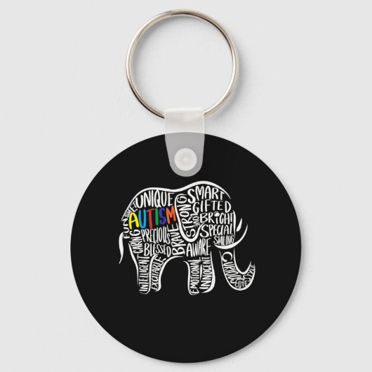 Elephant für Autismus Schlüsselanhänger (Vorderseite)