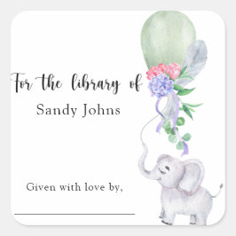 Elephant für die Bibliothek Quadratischer Aufkleber