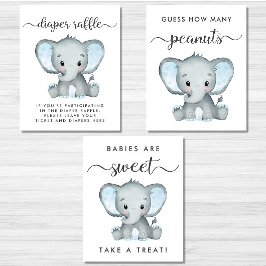 Elephant Games Favoriten Baby Boy Shower Poster Se Bilderwand Sets