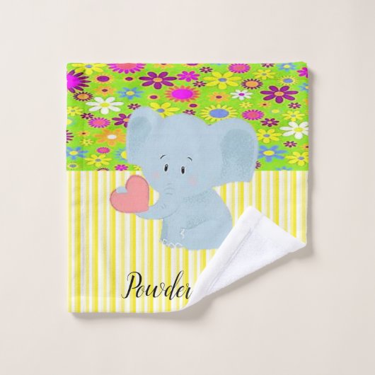 Elephant Gelb Streifen Badezimmer Handtuchhalter S Badhandtuch Set (Waschlappen)