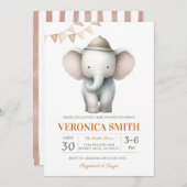 Elephant Gender Neutral Baby Shower Einladung (Vorne/Hinten)