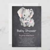Elephant Gender Neutral Chalkboard Babydusche Einladung (Vorderseite)