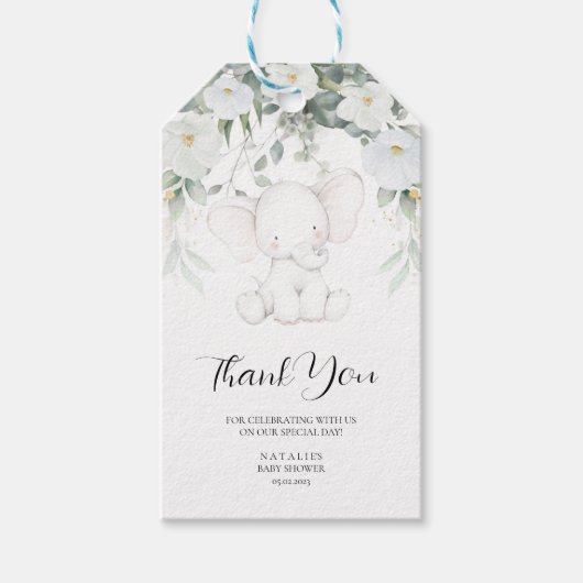 Elephant Gender Neutral Danke Geschenkanhänger (Vorderseite)