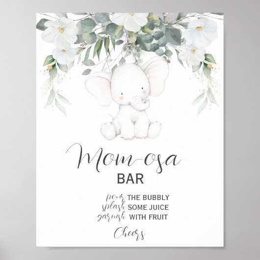 Elephant Gender Neutral Momosa Bar Sign Poster (Vorne)