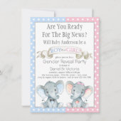 Elephant Gender Reveal Baby Shower Einladungen (Vorderseite)