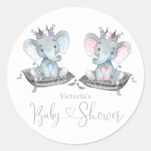 Elephant Gender Reveal Baby Shower Runder Aufkleber