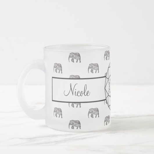Elephant Geometric Monogram Black and White Two-T Mattglastasse (Links)
