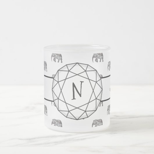 Elephant Geometric Monogram Black and White Two-T Mattglastasse (Mittel)