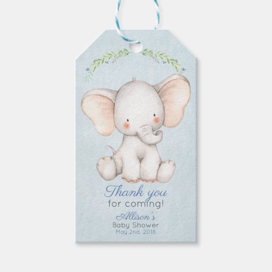 Elephant Gift Tag Favor Tag Geschenkanhänger (Vorderseite)