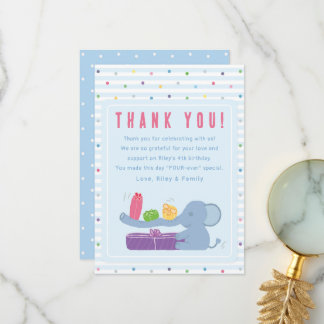 Elephant & Gifts Birthday Thank You Card Dankeskarte