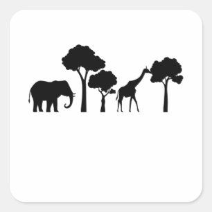 Elephant Giraffe Africa Zoo Safari Elephant Gift Quadratischer Aufkleber