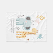 Elephant Giraffe Bird Personalisierter Geburtsstat Fleecedecke (Vorderseite (Horizontal))