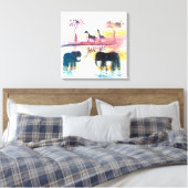 Elephant, Giraffe Safari Sunset Art Leinwanddruck (Insitu (Schlafzimmer))