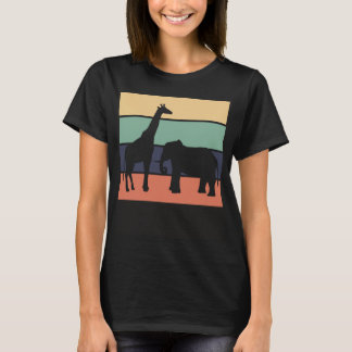 Elephant Giraffe Vintager Tierzoo Afrika Tier T-Shirt