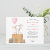Elephant Girl Baby Dusche per Mail Einladung (Stehend Vorderseite)