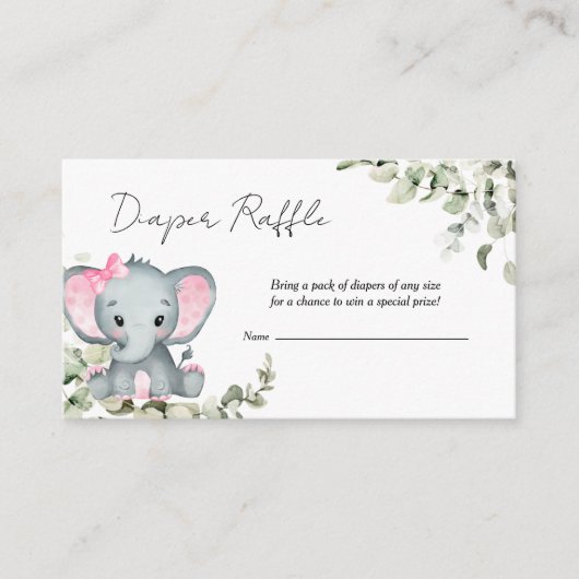 Elephant Girl Baby Duwer Diaper Begleitkarte (Vorderseite)