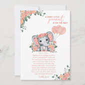 Elephant Girl Baby Shower Dankeskarte (Vorderseite)