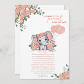 Elephant Girl Baby Shower Dankeskarte (Vorne/Hinten)