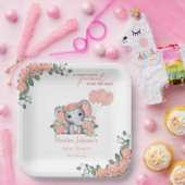 Elephant Girl Baby Shower Pappteller (Party)
