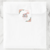 Elephant Girl Baby Shower Quadratischer Aufkleber (Tasche)