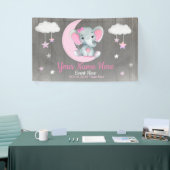 Elephant Girl Backdrop Moon Stars Pink Name Stars Banner (Messeveranstaltung)