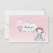 Elephant Girl Balloon Babydusche Danke Karte (Vorderseite)