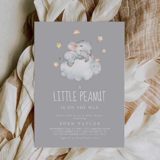Elephant Girl | Gray Little Peanut Baby Show Einladung