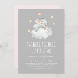 Elephant Girl   Gray Twinkle Twinkle Little Star Einladung