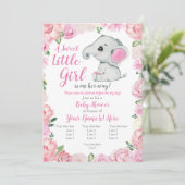 Elephant Girl Invasion, Rose rustikal, rosa Einladung (Stehend Vorderseite)