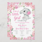 Elephant Girl Invasion, Rose rustikal, rosa Einladung (Vorne/Hinten)