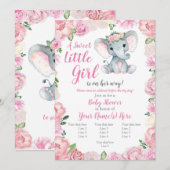 Elephant Girl Invasion, Rose rustikal, rosa Einladung (Vorne/Hinten)