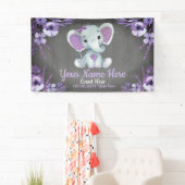Elephant Girl Lila Background Banner Floral (Insitu)