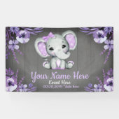 Elephant Girl Lila Bow Backdrop Banner Floral (Horizontal)